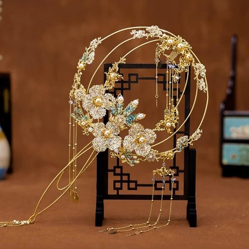Ycfbh מאוורר קלאסי סיני בסגנון עתיק סגנון עתיק זהב חלול עיצוב בית מעריצים קישוטי צילום כלה חתונה