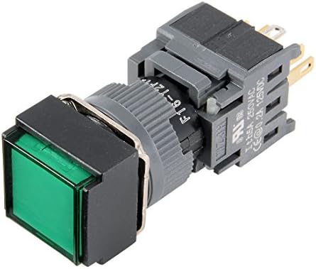 AEXIT AC 220V שליטה חשמלית SPDT NO NC 6P רגעי ראש ירוק רבוע מרובע מתג אור ירוק אור ירוק