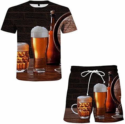 חליפות ריצה מכנסיים לגברים פלוס פנאי ספורט ספורט קיץ ריצה כושר בירה תלת מימד חליפה לחליפות גברים שני חלקים