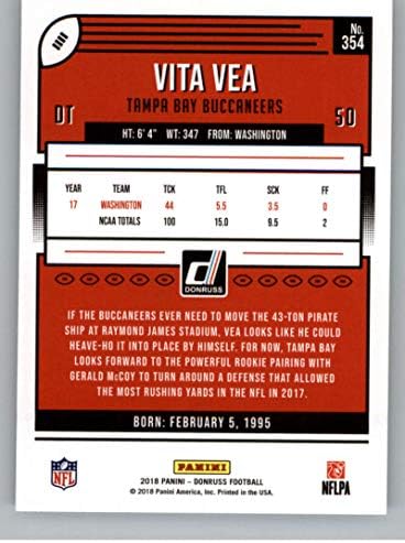 2018 דונרוס כדורגל 354 ויטה VEA RC טירון כרטיס טמפה מפרץ Buccaneers כרטיס מסחר רשמי NFL רשמי