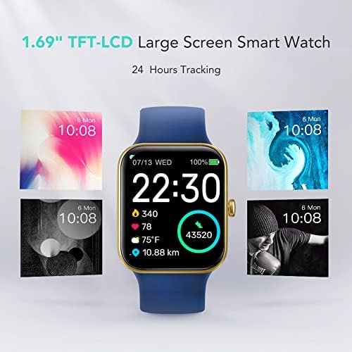 SKG Smart Watch, גשש כושר עם שחייה של 5ATM אטום למים, צג בריאותי לדופק, חמצן דם, שינה, 1.7 '' מסך מגע Bluetooth Smartwatch Watch Watch for Android-ios iOS, V7