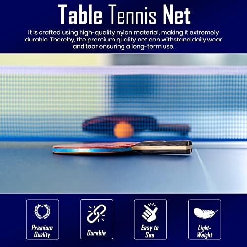 טניס שולחן מיוצר בניילון, עמיד מאוד, קל להתקנה ולהדק את הרשת, מתכוונן לגובה הרצוי, קומפקטי וקל להובלה