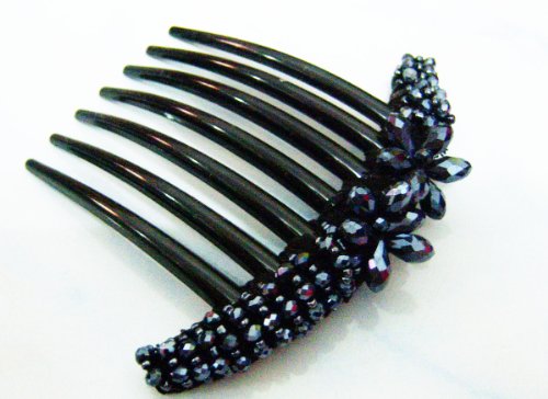 צרפתית טוויסט שיער מסרק מעוטר לאורך למעלה של כותרת עם קריסטל 2 פרח