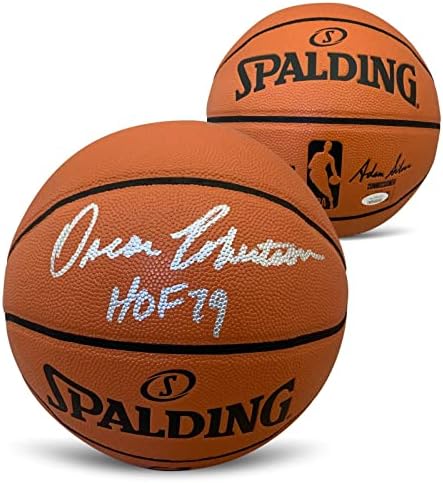 אוסקר רוברטסון חתימה על NBA בגודל מלא חתום היכל התהילה של התהילה HOF JSA - כדורסל חתימה