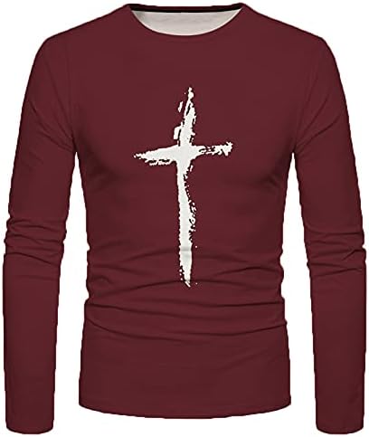חייל XXBR חולצות שרוול ארוך לחולצות לגברים, סתיו 3D חידוש אמונה ישו ישו צולב אימון הדפס אתלטיקה טופית
