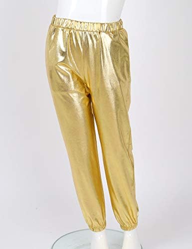 Kaerm ילדים בנות מטאליות היפ הופ חותלות מחולק מכנסיים אימון ספורט ספורט מכנסי רץ פעילים מופע זהב 8
