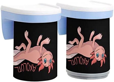 מחזיק משחת שיניים של Nudquio Axolotl זוג כוסות צחצוח מגנטיות מארגן אביזרי אמבטיה רכוב קיר לבית/נסיעה
