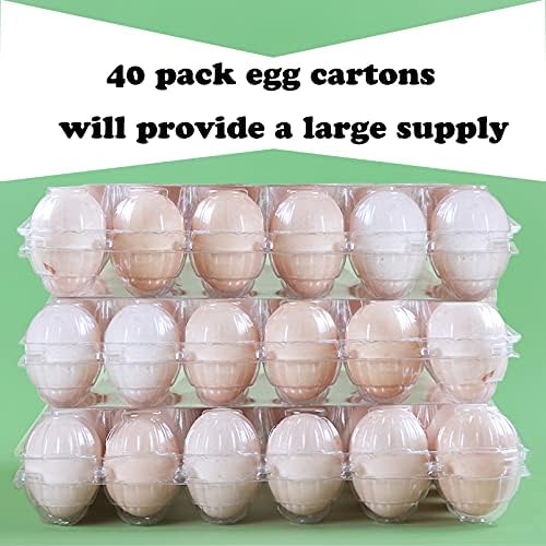 קרטון ביצים מפלסטיק בתפזורת-40 מארז קרטון ביצים מפלסטיק שקוף מחזיק עד 12 ביצים-1 תריסר, קרטון ביצים לשימוש חוזר לחוות עוף מרעה משפחתית, אחסון במקרר