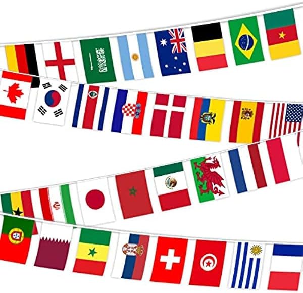 KIOAO 2022 קטאר כדורגל של גביע העולם בכדורגל מחרוזת דגל מחרוזת של 32 מדינות דגלים תלויים קטנים, Multi 1