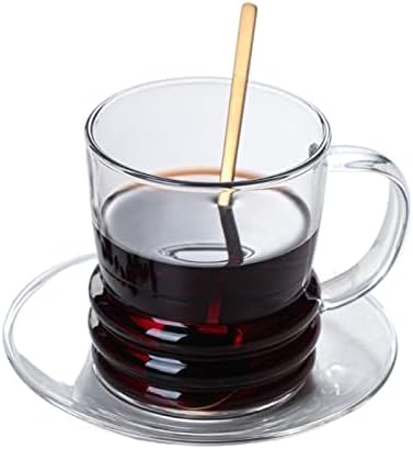 IEASESB כוסות מים מעובדות כוס קפה זכוכית עמידה וקרה עם צלוחית פחית כוסות משקאות מגניבים כוסות משקאות מגניבים