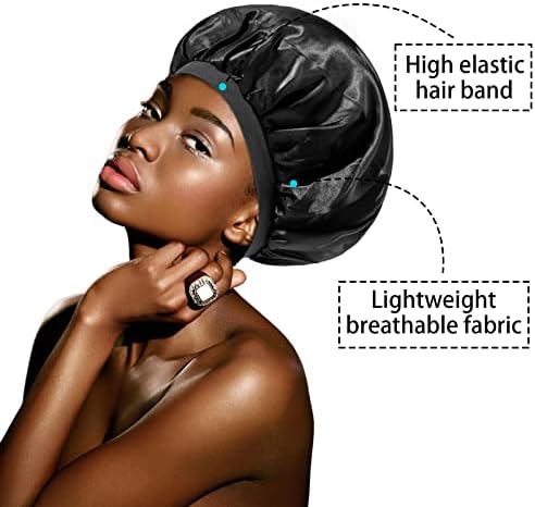 Awegeo 3 גדול שכבון יחיד כובשי לילה משי וסאטן לנשים ומנוע לשיער ארוך וכובעים שחורים לבנות ...