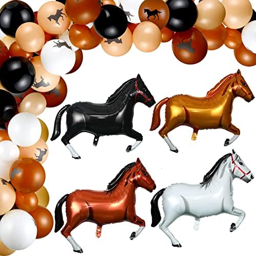 100 חתיכות סוס בלוני קאובוי מסיבת קישוטי 40 סנטימטרים סוס בצורת רדיד אלומיניום בלון לטקס בלוני סוס נושאים זר קשת ערכת עבור יום הולדת תינוק מקלחת
