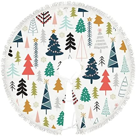 Vantaso 36 אינץ 'חצאית עץ השנה החדשה עץ חג המולד צבעוני עם גדילים דקורטיביים, חצאית עץ כחול חג המולד לקישוטי מסיבות חג חג המולד