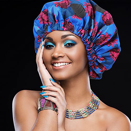 3 חתיכות שכבה כפולה מכסה סאטן לנשים, נשים אפריקאיות משי כמו מכסה שיער של כובע שיער סאטן למונט שינה רב צבעוני
