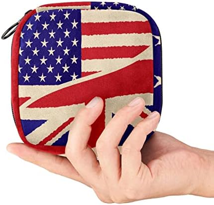 אחסון תיק עבור תחבושות היגייניות, נייד עבור נשים בנות רחיץ לשימוש חוזר, בריטי ואמריקאי דגל
