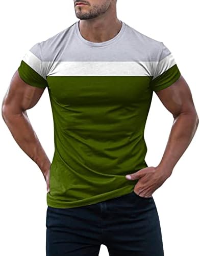 Xxbr mens קיץ v צוואר שרוול קצר חולצות טלאי בלוק צבע טלאים אימון אתלטי ספורט דק-כושר
