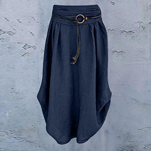אשה דלארסי סתיו חצאית קיץ פשתן כותנה חצאית ארוכה מזדמנת בסיסית לנשים 2022 A3 טרנדי