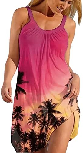חוף מיני שמלה לנשים קיץ הוואי הדפסת חג שמלות נשים ללא שרוולים לנשף קאמי שמלות