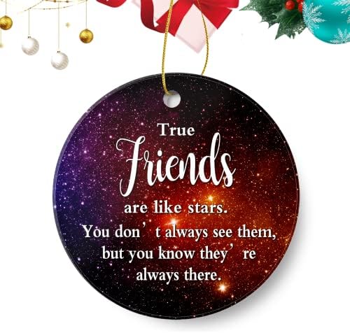 קישוטים לחג המולד של ננאלו 2021 קישוט קישוט לצד הזכר כפול הזיכרון קרמיקה קרמיקה מתנה חגים שמחים נוכחים לחברכם חברים אמיתיים הם כמו כוכבים, 2.107in