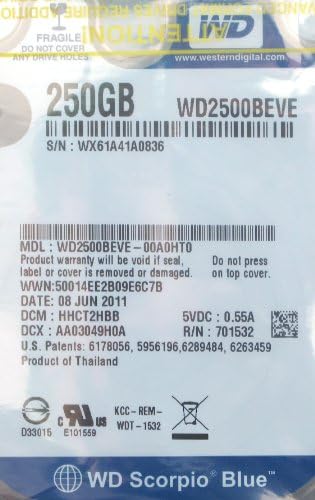 עקרב דיגיטלי מערבי כחול WD2500BEVE כונן קשיח - 250GB - 5400RPM - פנימי