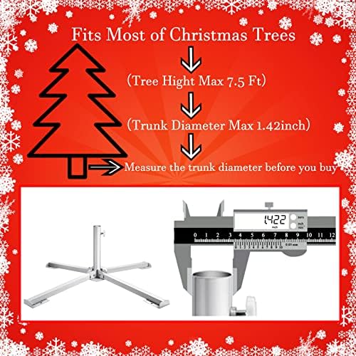 עץ חג המולד של יוזוחום עץ לעץ חי, מקפל מחזיק בסיס עץ חג המולד מלאכותי מתאים לעץ חג המולד של 5ft עד 7.5ft, מתאים 1-1.4 אינץ 'עץ עץ, לבן