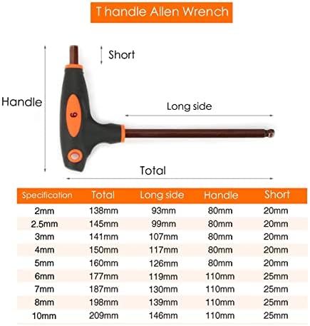 Ebocher 2mm t ידית אלן מפתח ברגים ראש שטוח מטרי S2 חומרים תעשייתיים כבד משושה מפתח עם זרוע ארוכה