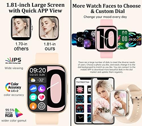 Feifuns 2023 Watch Smart, 1.81 אינץ 'שעונים חכמים עבור טלפונים אנדרואיד iPhone לגברים נשים IP67 גשש כושר אטום למים עם טקסט שיחת דופק SPO2 שינה צג שחור