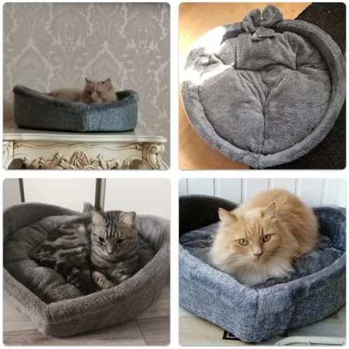 חמוד חתול מיטת לב בצורת חתול קן כותנה צמר חם רך חתול ספה מיטת מתאים לחתולים וכלבים כדי לבלות את חורף חם
