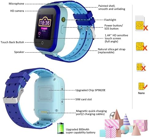 שעון חכם של 4G GPS לבנות בנות, IP67 אטום מים ספורט חכם שעון חכם לילדים, עם מצלמה WiFi שיחת וידאו שיחת טלפון SOS Pedomter