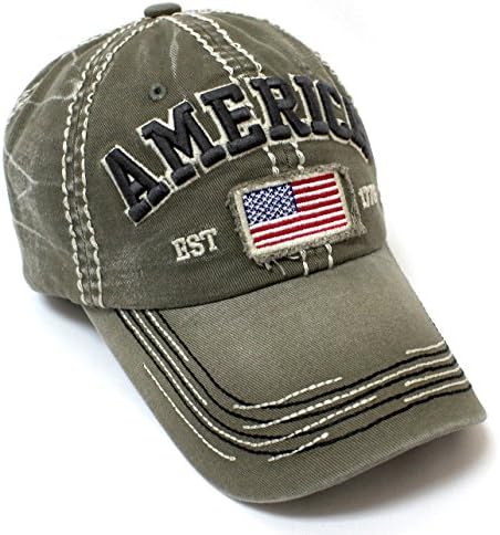 אמריקה וינטג 'EST. 1776 כובע בייסבול רקמת דגל