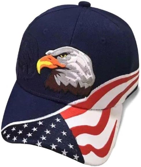 אמריקה הרקומה אדומה, לבנה וכחולה ארהב כובע הכדור האמריקאי דגל אמריקאי נשר רצועה מתכווננת פטריוטית, מרובה צבע